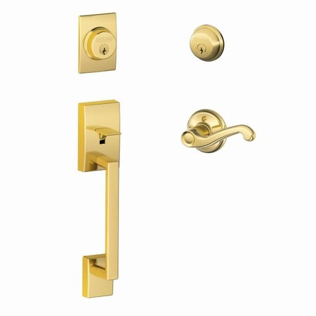 Schlage Century LH Flair Lever DBL CYL Handle Trim F62CEN605FLALH